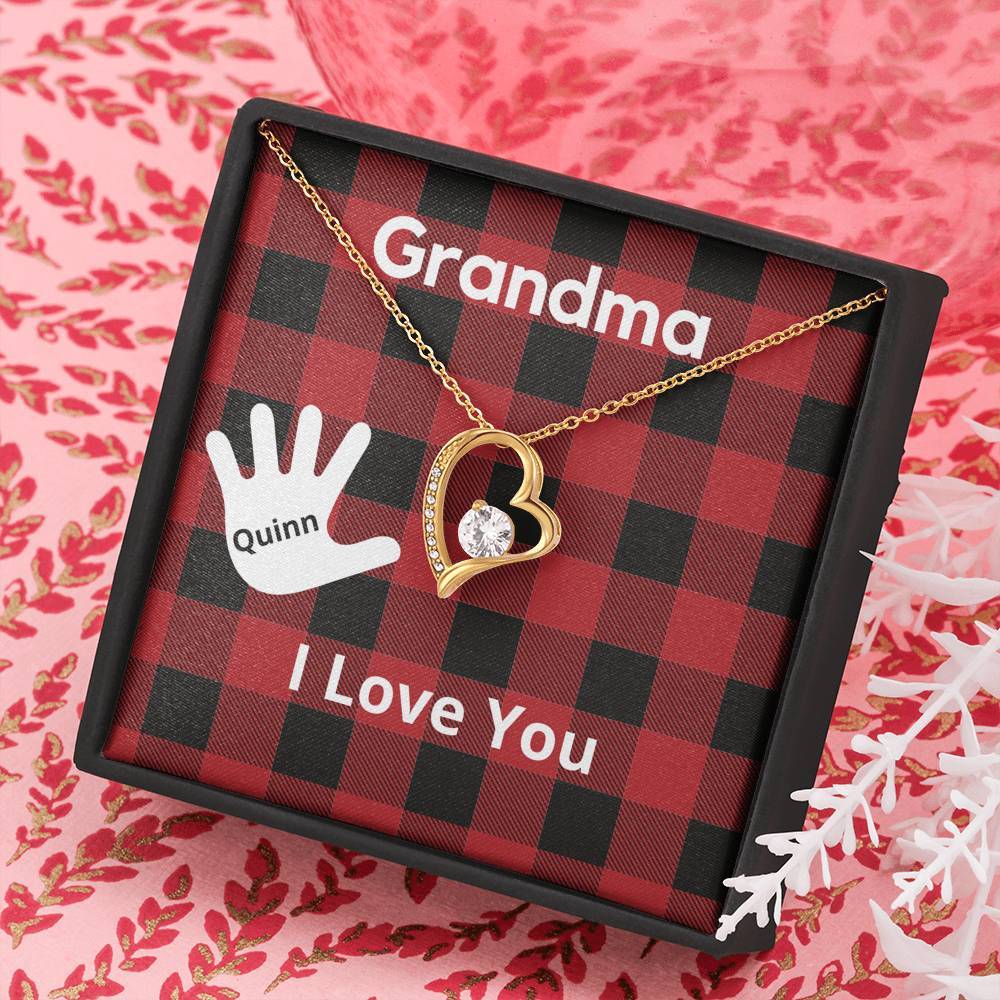 Grandma Personalized Gift from Grandchildren - Message Card Necklace Gift Set