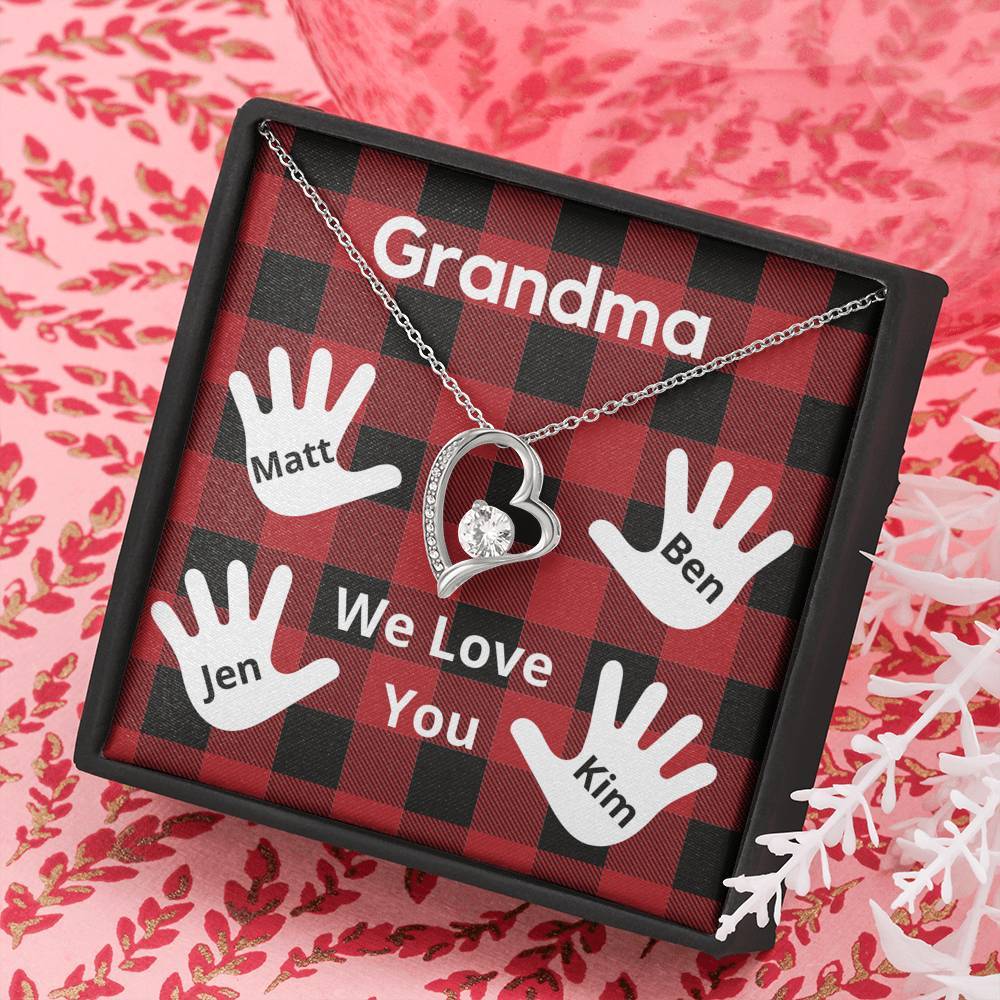 Grandma Personalized Gift from Grandchildren - Message Card Necklace Gift Set