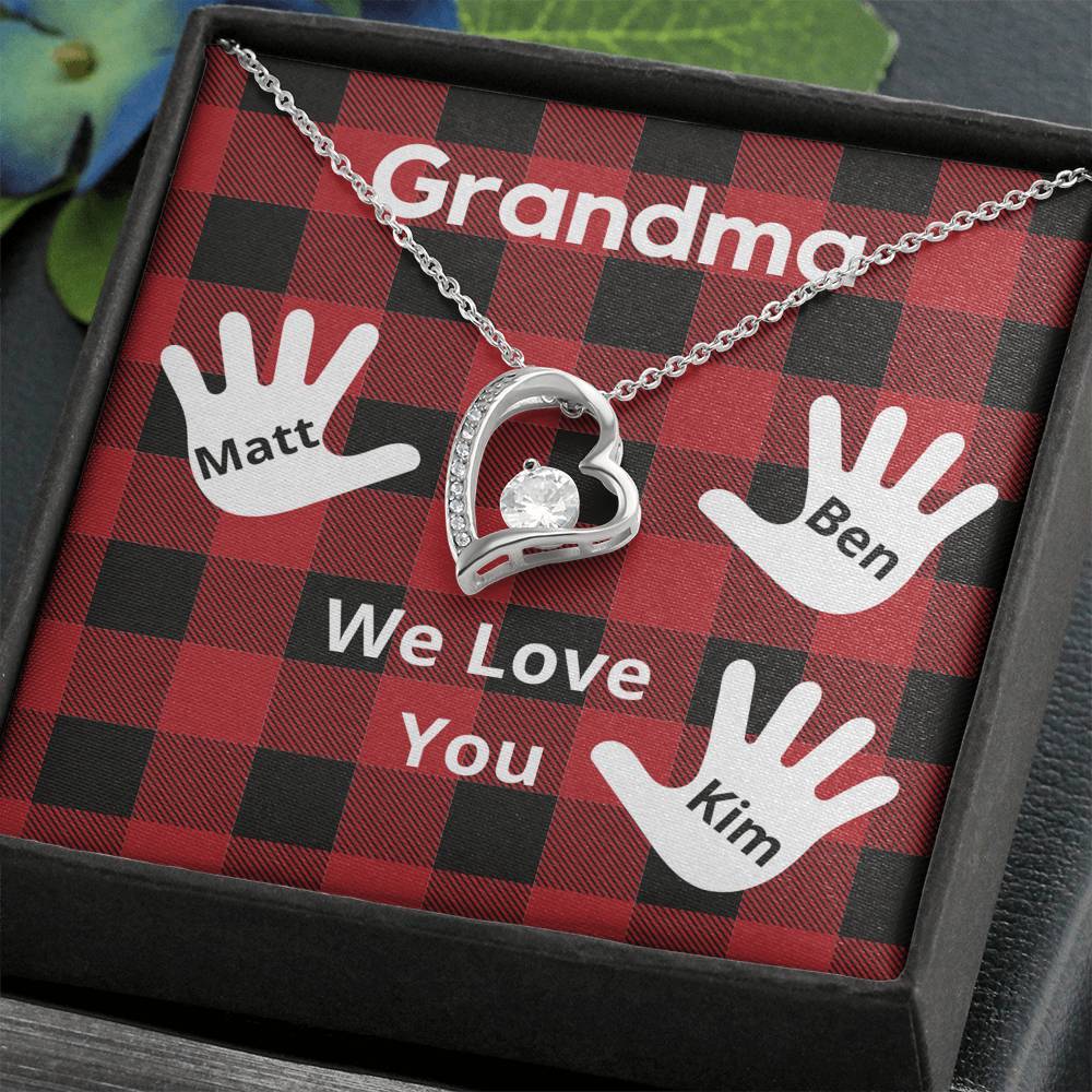 Grandma Personalized Gift from Grandchildren - Message Card Necklace Gift Set