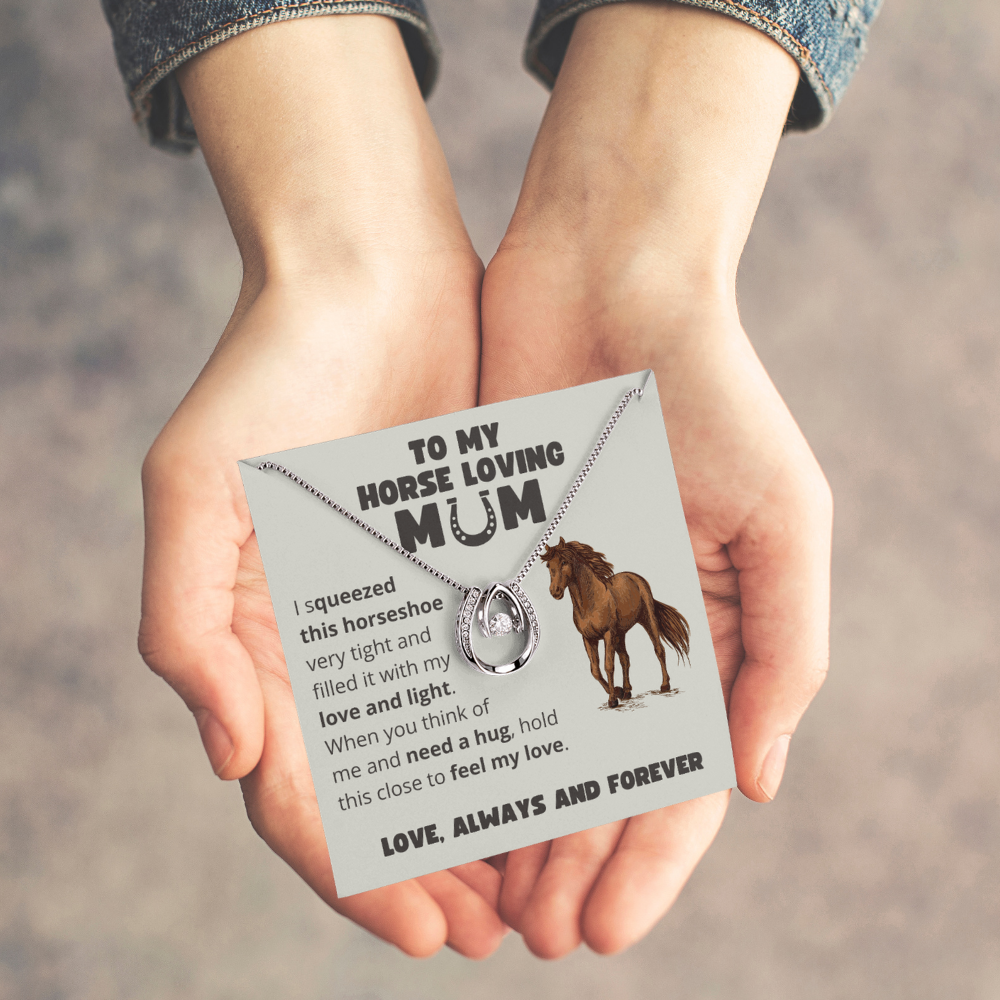To My Horse Loving Mom - Lucky Horseshoe Necklace