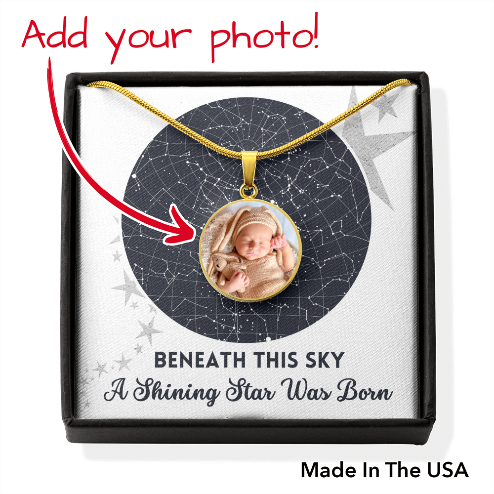 [Almost Gone] Personalized Newborn Photo Necklace - A Shining Star Was Born