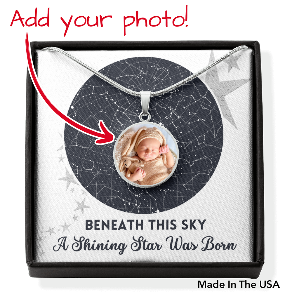 [Almost Gone] Personalized Newborn Photo Necklace - A Shining Star Was Born