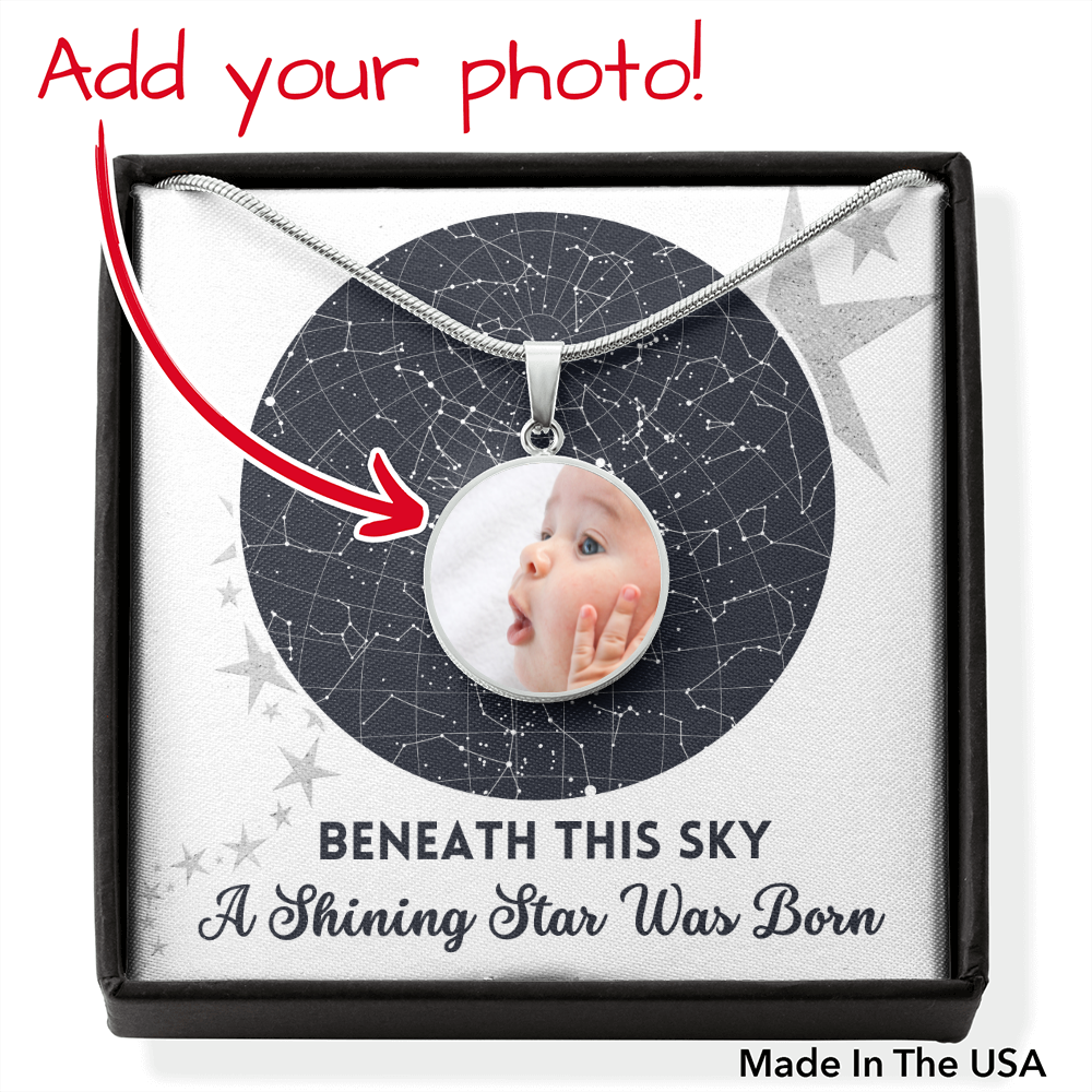 [Almost Gone] Personalized Newborn Photo Necklace - A Shining Star Was Born