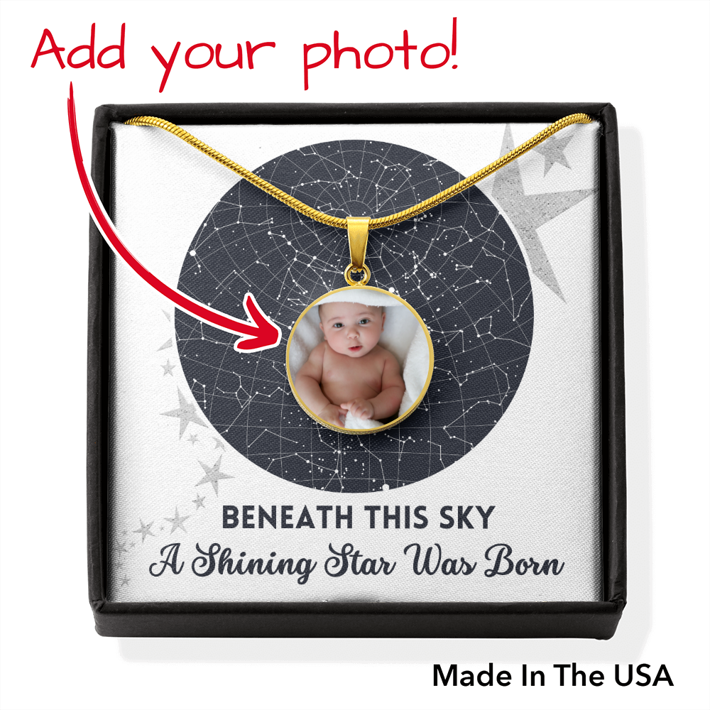 [Almost Gone] Personalized Newborn Photo Necklace - A Shining Star Was Born