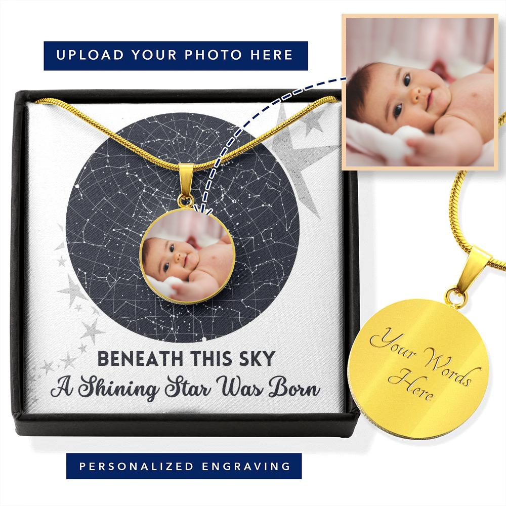 [Almost Gone] Personalized Newborn Photo Necklace - A Shining Star Was Born