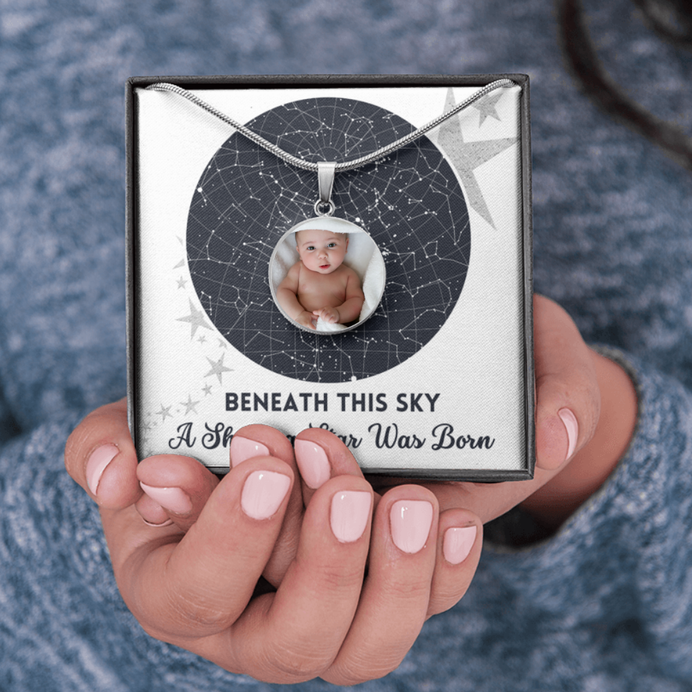 [Almost Gone] Personalized Newborn Photo Necklace - A Shining Star Was Born